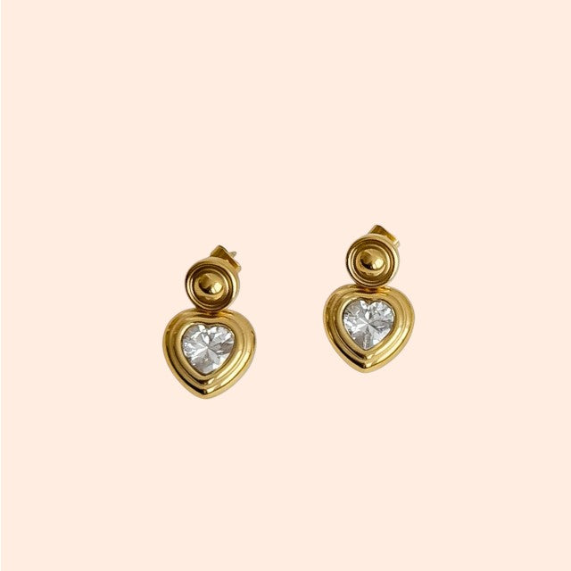 Chunky Golden Heart Earrings