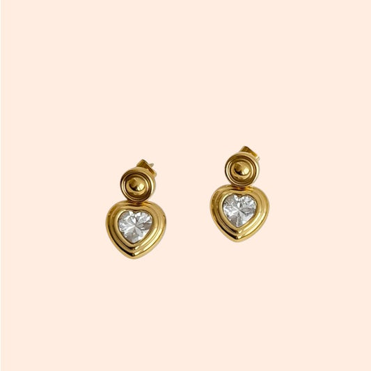 Chunky Golden Heart Earrings