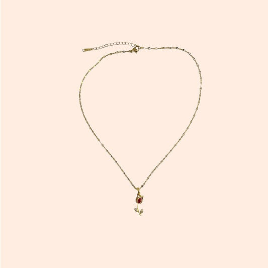 Cute rose flower necklace gold