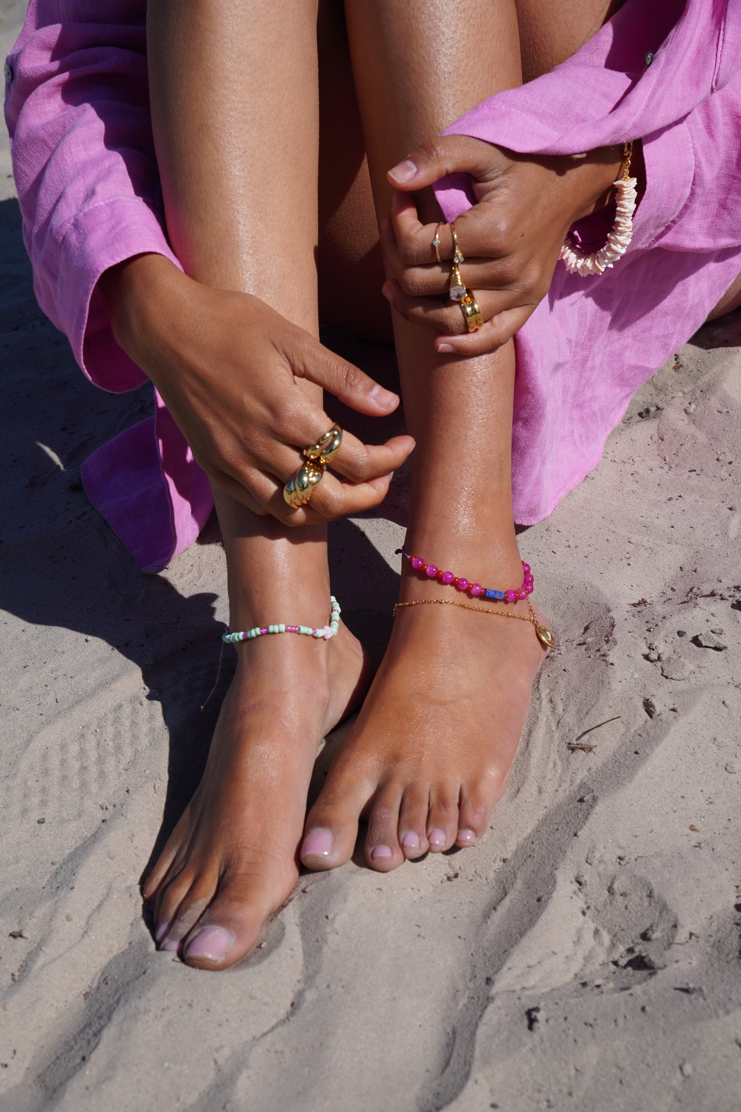 Pink Flower Anklet Bracelet