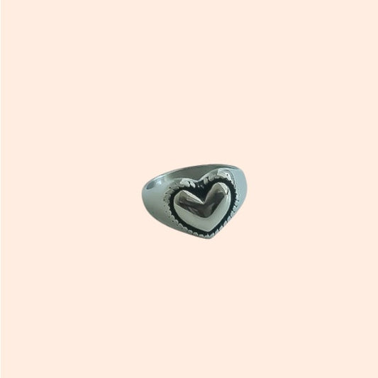 Heart ring stainless steel silver
