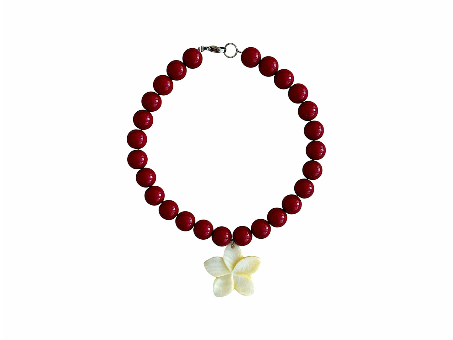 SUMMER NECKLACE ROUND BEADS AND ALOHA FLOWER