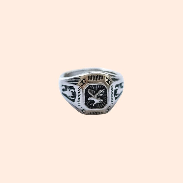 Men ring silver stainless steel