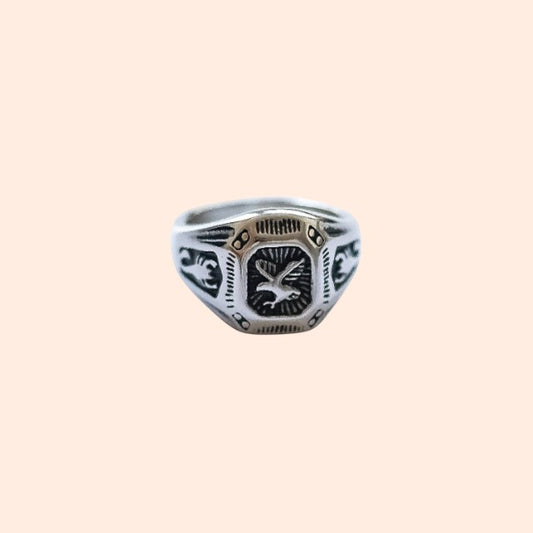 Men ring silver stainless steel