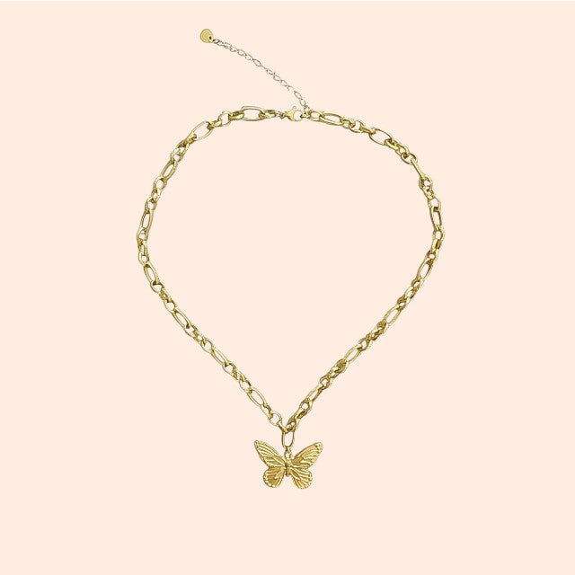 Necklace gold butterfly pendant