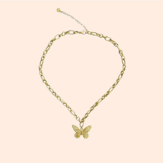 Necklace gold butterfly pendant