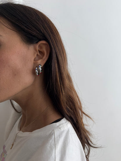Silver Gemstone Hoops