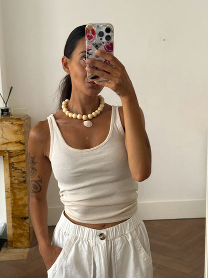 Zomerse ketting met grote parels en schelp 